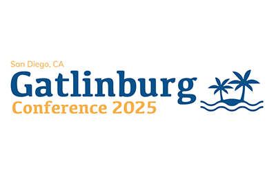 Grahic of palm springs and water. Text: Gatilinburg Conference 2025 San Diego, CA