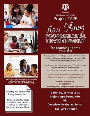 Project TAPP Now Offering Professional Development for Teaching Teams at No Cost