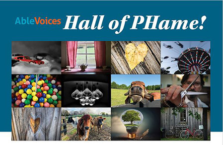 Collage of twelve photographs. Text: AbleVoices Hall of Phame!