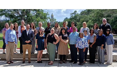 Group photo of doctoral scholars from Baylor University (BU), Texas A&M University (TAMU), and The University of Texas at San Antonio (UTSA)