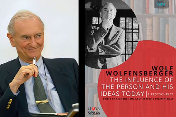 Alt text: A picture of Dr. Wolfensberger on the cover of the new book featuring his life's work.